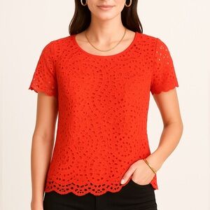 Elegant Red Lace Women's Top